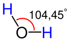 Su molekülünde oksijen ve hidrojen atomları arasındaki açı.