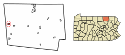 Location of Sylvania in Bradford County, Pennsylvania.