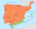 En el reinado de Leovigildo los visigodos se imponen sobre los suevos y los pueblos de la zona cantábrica, y recortan significativamente la zona de presencia bizantina.