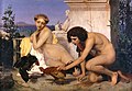 ジャン＝レオン・ジェローム『闘鶏（英語版）』1846年。油彩、キャンバス、143 × 204 cm。オルセー美術館[153]。