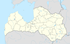 Mapa konturowa Łotwy, na dole po prawej znajduje się punkt z opisem „Dyneburg”