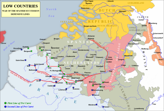 À compter de 1675, la stratégie française en Flandre fut largement dictée par la ligne de forteresses de la frontière de fer de Vauban.