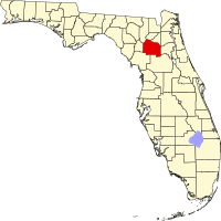 Map of Florida highlighting Alachua County