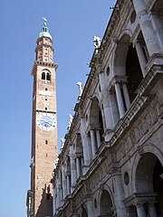 Clocktower (Torre Bissara) and loggia of the Basilica Palladiana