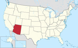 แผนที่สหรัฐเน้นรัฐแอริโซนา