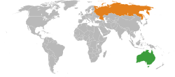 Map indicating locations of Australia and Russia