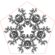 A point inside a pentagon repeatedly jumps half of the distance towards a randomly chosen vertex, but the currently chosen vertex cannot be the same as the previously chosen vertex.