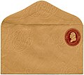 Image 5A fawn colored UPSS size 7 stamped envelope, watermark 6, laid paper, US postal stationery envelope from the Plimpton series of 1883.