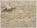 Boats at Saintes-Maries, Reed pen and ink over graphite on wove paper, Late July-early August 1888, Solomon R. Guggenheim Museum