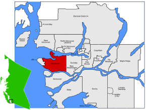 Poziția localității Vancouver