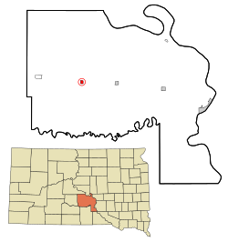 Location in Lyman County and the state of South Dakota