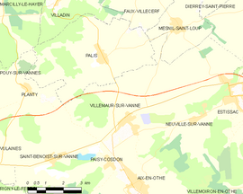 Mapa obce Villemaur-sur-Vanne