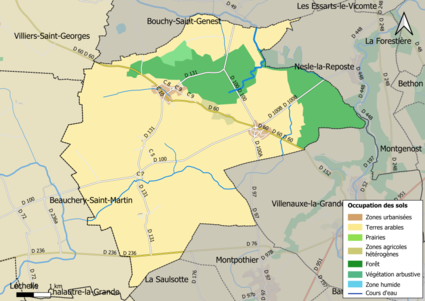 Carte des infrastructures et de l'occupation des sols en 2018 (CLC) de la commune.