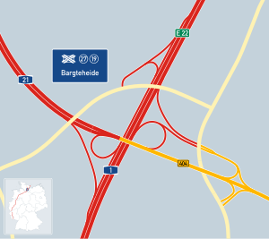 Übersichtskarte Autobahnkreuz Bargteheide