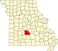 Map of Misuri highlighting Laclede County