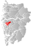 Masfjorden markert med rødt på fylkeskartet