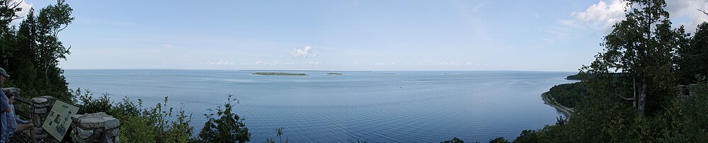 Stitched panorama showing all four Strawberry Islands