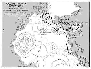 Black and white map depicting a military operation with symbols depicting units and their movements