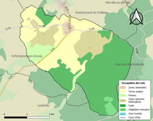 Carte en couleurs présentant l'occupation des sols.