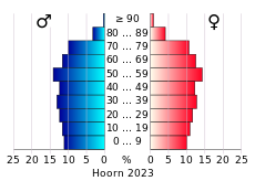 Bevolkingspiramide van de gemeente Hoorn