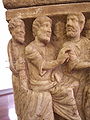 Image 9Detail of the earliest known artwork of the Trinity, the Dogmatic or Trinity Sarcophagus, c. 350 (Vatican Museums) Three similar figures, representing the Trinity, are involved in the creation of Eve, whose much smaller figure is cut off at lower right; to her right, Adam lies on the ground (from Trinity)