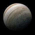 Hemisferio sur de Júpiter capturado el 17 de febrero de 2020, durante un acercamiento de la sonda espacial Juno.