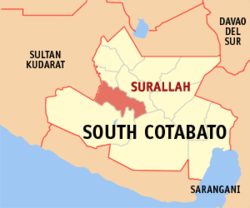 Map of South Cotabato with Surallah highlighted