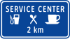 Service sign (with name of service, symbols, and distance)