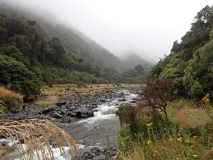 Taramakau River near its source at the Harper Pass