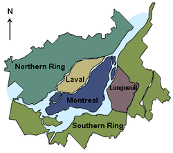 Ligging van Laval in die Groter Montreal-gebied