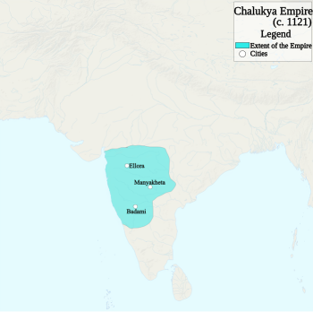 Greatest extent of the Western Chalukya Empire, 1121 CE[2]