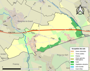 Carte en couleurs présentant l'occupation des sols.