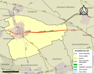 Carte en couleurs présentant l'occupation des sols.