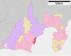 Location of Yaizu in Shizuoka Prefecture