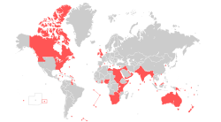 Toàn bộ các khu vực trên thế giới từng là một phần của Đế quốc Anh. Các lãnh thổ hải ngoại thuộc Vương quốc Liên hiệp Anh được tô màu đỏ.