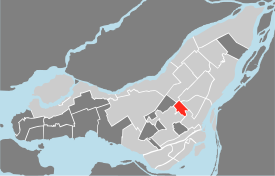 Location of Outremont on the Island of Montreal. (Light grey areas indicate City of Montreal).