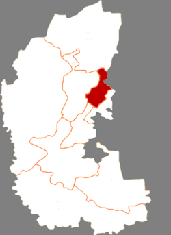 大慶市内の薩爾図区の位置