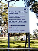 George Maunder Upper level lookout sign by Sydney Water