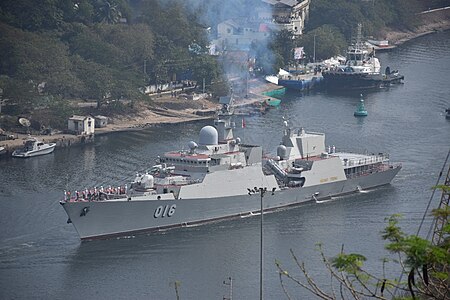 Vietnamese frigate Quang Trung with its AK-176MA gun mount.