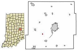 Location of Greensboro in Henry County, Indiana.