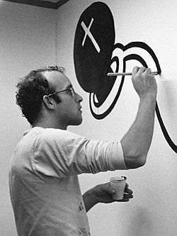Haring munka közben az amszterdami Stedelijk Múzeumban 1986-ban