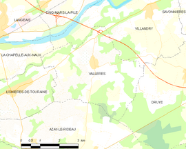 Mapa obce Vallères