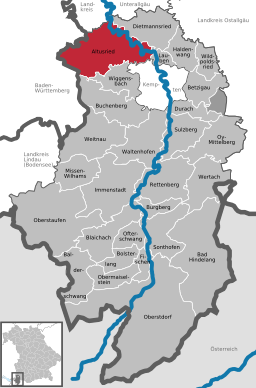 Läget för Altusried i Landkreis Oberallgäu