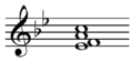 Third inversion F major chord: E-flat,F,A,C.