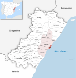 Kommunens läge i provinsen Castelló