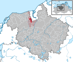 Elhelyezkedése Mecklenburg-Elő-Pomeránia térképén