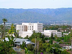 A view of Loma Linda University Medical Center with the city in the background