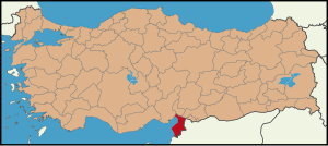 Localização da província de Hatay na Turquia