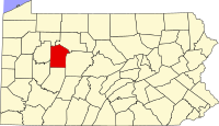 Map of Pensilvanija highlighting Jefferson County