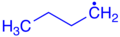 n-Butylradikal, n-Butylgruppe blau markiert.